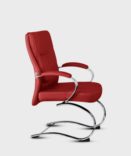 Poltrona fixa diretor Futura com base "S" cromada e braço alumínio