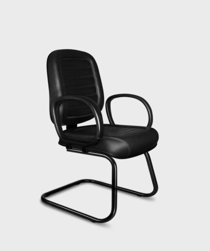 Poltrona fixa diretor Tescaro com base "S" preta e braço preto