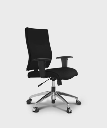 Poltrona giratória diretor Infinity Star com base relax alumínio e braço preto