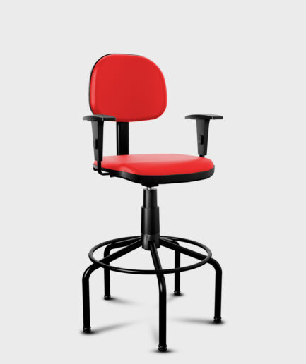 Cadeira giratória Alta Secretária Internauta com base preta e braço preto