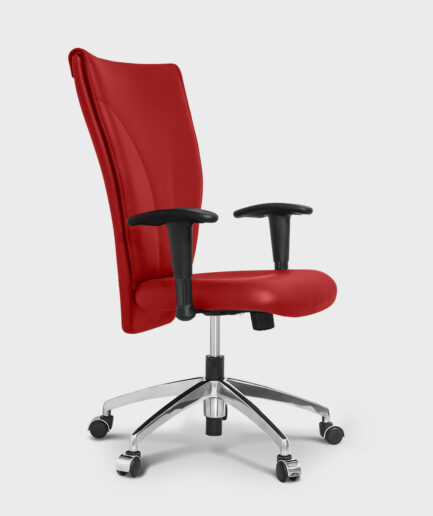 Poltrona giratória Presidente B-one com base relax alumínio e braço preto