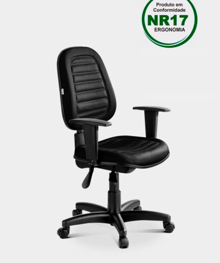 Cadeira giratória executiva Internauta com base back system preto e braço preto