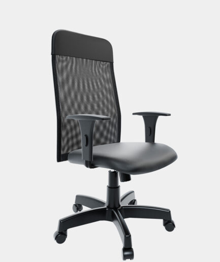 Poltrona giratória Presidente Sun com base relax preta e braço preta