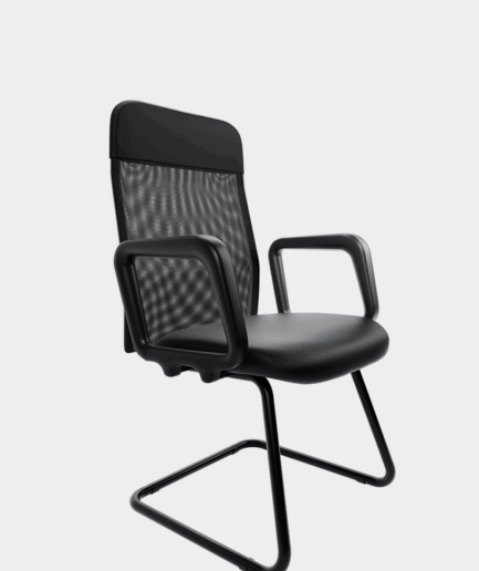 Poltrona fixa diretor Sun com base "S" preta e braço preto