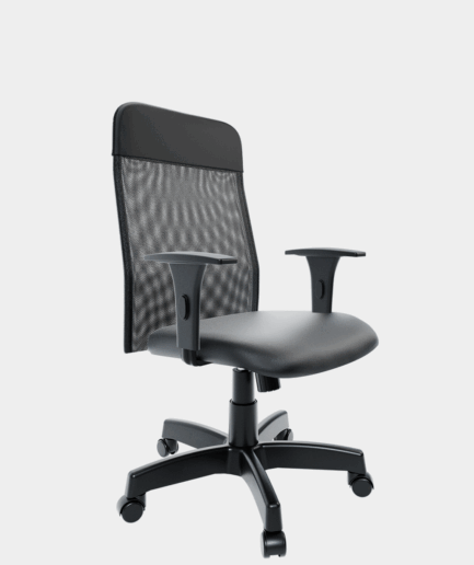 Poltrona giratória diretor Sun com base relax preta e braço preto