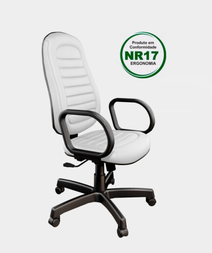 Poltrona giratória Presidente Tescaro com base relax preta e braço preto