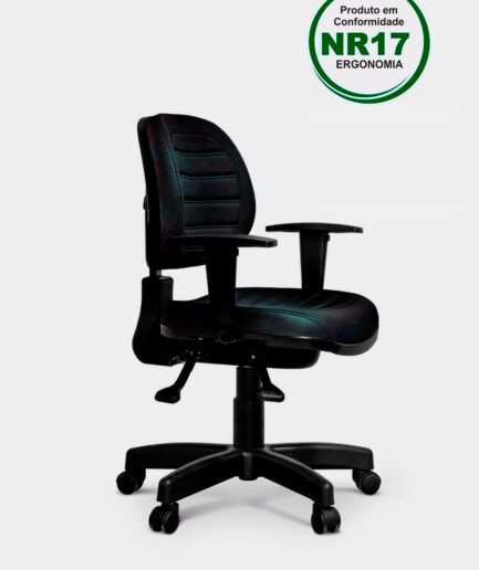 Cadeira giratória executiva Internauta com base back system preto e braço preto