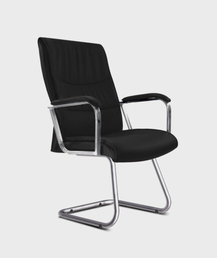 Poltrona presidente fixa eataly com base "S" cromada e braço cromado