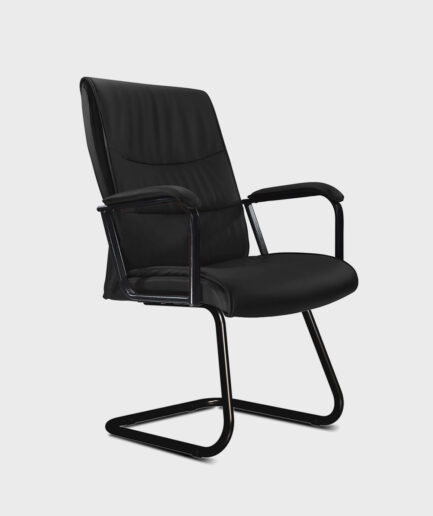 Poltrona fixa presidente Eataly com base "S" preta e braço preto