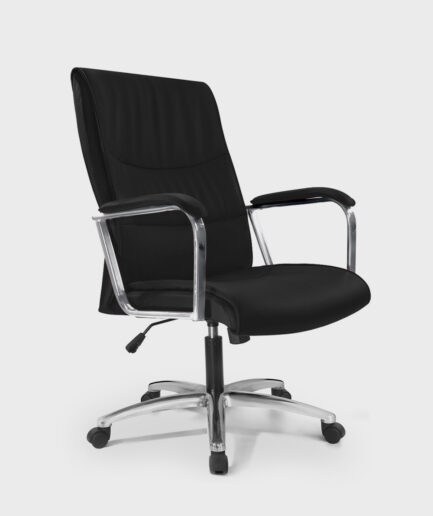 Poltrona giratória presidente Eataly com base relax alumínio e braço cromado