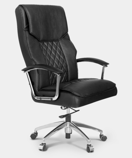 Poltrona giratória presidente Atena com base relax alumínio e braço cromado