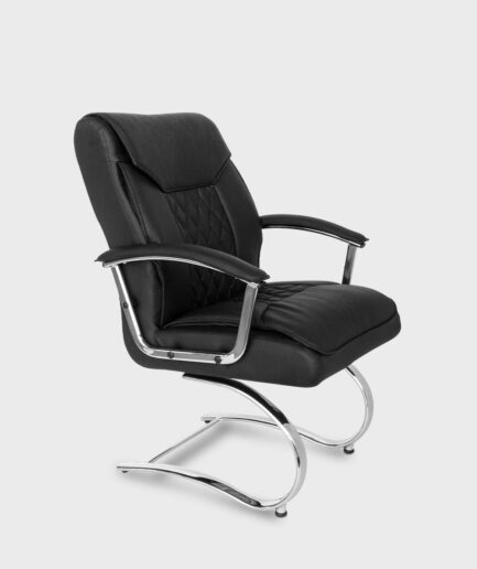 Poltrona fixa diretor Atena com base “S” cromada e braço cromado