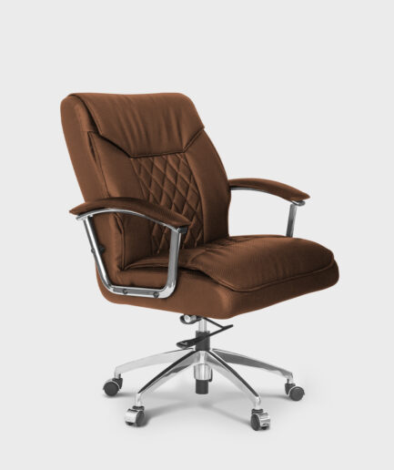 Poltrona giratória diretor Atena com base relax alumínio e braço cromado