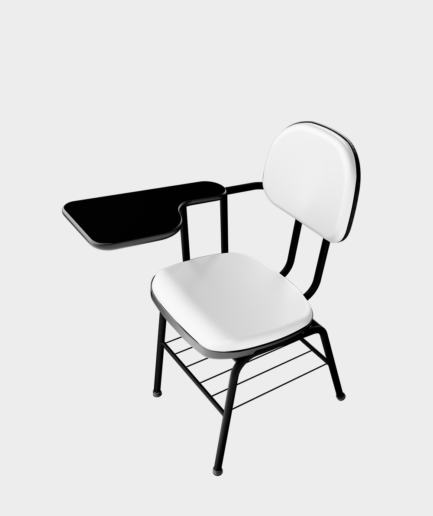 Cadeira fixa secretaria universitária com base 4 pés preta