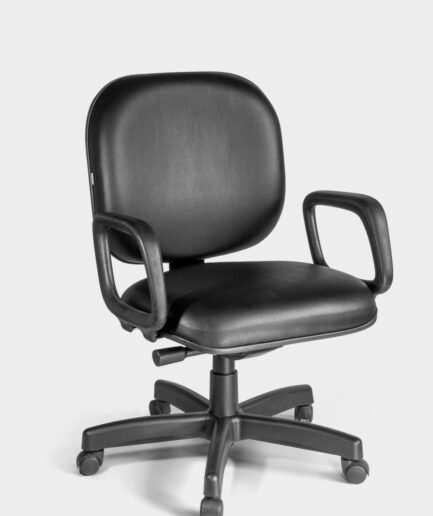 Poltrona giratória obeso Heavy com base excêntrica preta e braço preto