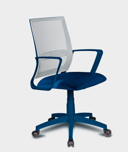 Cadeira Tela giratória Ativa03 com base azul e braço azul