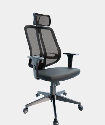 Cadeira em tela giratória Novara presidente com apoio de cabeça