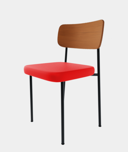 Cadeira 4 pés Tainá com encosto em madeira