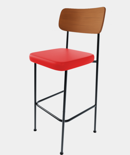 Banqueta alta Tainá com encosto em madeira