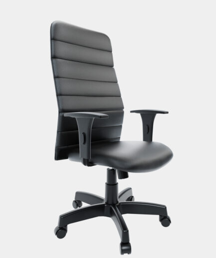 Poltrona giratória Presidente Sun com base relax preta e braço preto